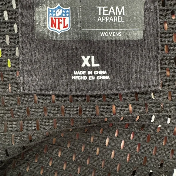 NFL Raiders Women’s Mesh Jersey Top Black White TEAM APPAREL XL Football Tee - Picture 4 of 9